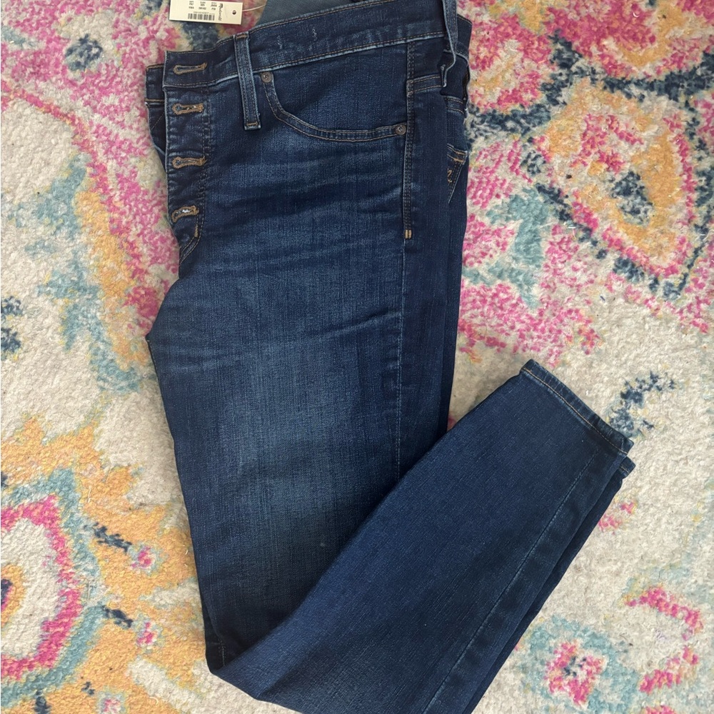 Madewell Dark Blue Skinny Jeans With Button Fly